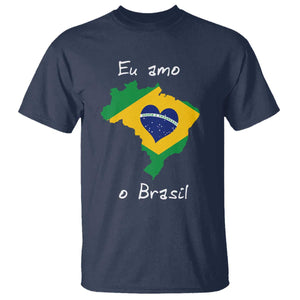 Eu Amo O Brasil Flag Map T Shirt I Love Brazil Patriotic Heart Brazilian Pride