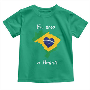Eu Amo O Brasil Flag Map Toddler T Shirt I Love Brazil Patriotic Heart Brazilian Pride