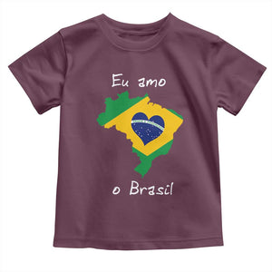 Eu Amo O Brasil Flag Map Toddler T Shirt I Love Brazil Patriotic Heart Brazilian Pride