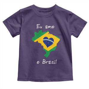 Eu Amo O Brasil Flag Map Toddler T Shirt I Love Brazil Patriotic Heart Brazilian Pride