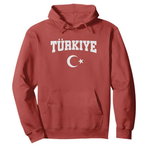 Vintage Proud Türkiye Flag Crescent and Star Hoodie Patriotic Turkish Turkey Heritage Pride