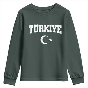Vintage Proud Türkiye Flag Crescent and Star Youth Sweatshirt Patriotic Turkish Turkey Heritage Pride