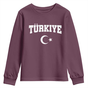 Vintage Proud Türkiye Flag Crescent and Star Youth Sweatshirt Patriotic Turkish Turkey Heritage Pride