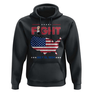 Trump Raised Fist Hoodie Fight Pennsylvania July 13 2024 American Flag TS02 Black Print Your Wear