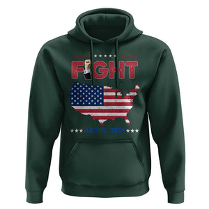 Trump Raised Fist Hoodie Fight Pennsylvania July 13 2024 American Flag TS02 Dark Forest Green Print Your Wear