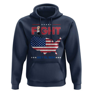 Trump Raised Fist Hoodie Fight Pennsylvania July 13 2024 American Flag TS02 Navy Print Your Wear