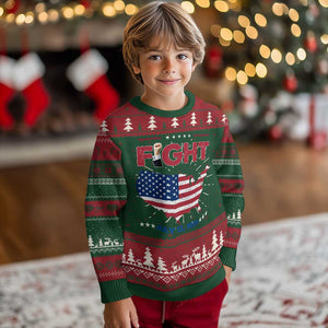 Trump Raised Fist Ugly Christmas Sweater Fight American Flag TS02 Christmas Print Your Wear