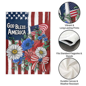 God Bless America Patriotic Floral Garden Flag Red White Blue Daisy Bouquet 4th of July Independence Day Celebration TS02 Print Your Wear