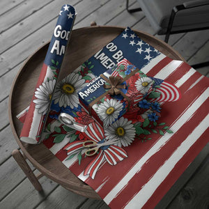 God Bless America Patriotic Floral Wrapping Paper Roll Red White Blue Daisy Bouquet 4th of July Independence Day Celebration TS02 Print Your Wear