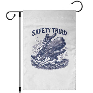 Funny Safety Third Captain Riding Sperm Whale Garden Flag Vintage Nautical Ocean Fishing Humor