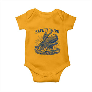 Funny Safety Third Captain Riding Sperm Whale Baby Onesie Vintage Nautical Ocean Fishing Humor