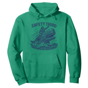 Funny Safety Third Captain Riding Sperm Whale Hoodie Vintage Nautical Ocean Fishing Humor
