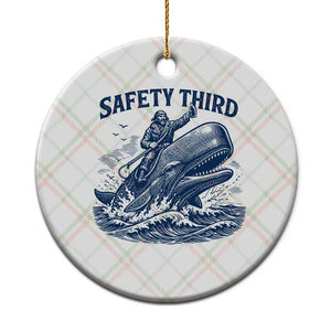Funny Safety Third Captain Riding Sperm Whale Ceramic Ornament Vintage Nautical Ocean Fishing Humor