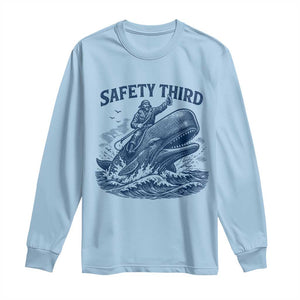 Funny Safety Third Captain Riding Sperm Whale Long Sleeve Shirt Vintage Nautical Ocean Fishing Humor