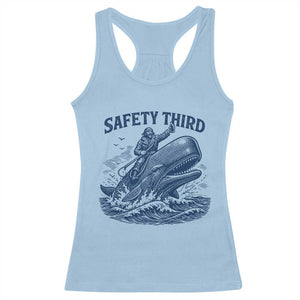 Funny Safety Third Captain Riding Sperm Whale Racerback Tank Top Vintage Nautical Ocean Fishing Humor