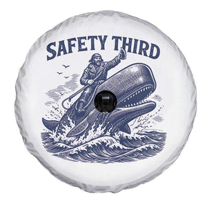 Funny Safety Third Captain Riding Sperm Whale Spare Tire Cover Vintage Nautical Ocean Fishing Humor