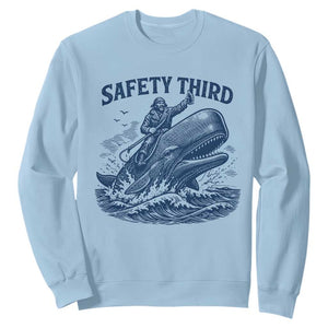 Funny Safety Third Captain Riding Sperm Whale Sweatshirt Vintage Nautical Ocean Fishing Humor