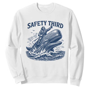 Funny Safety Third Captain Riding Sperm Whale Sweatshirt Vintage Nautical Ocean Fishing Humor