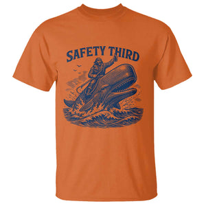 Funny Safety Third Captain Riding Sperm Whale T Shirt Vintage Nautical Ocean Fishing Humor