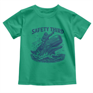 Funny Safety Third Captain Riding Sperm Whale Toddler T Shirt Vintage Nautical Ocean Fishing Humor