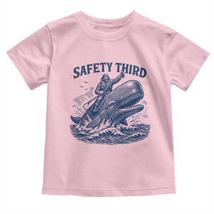 Funny Safety Third Captain Riding Sperm Whale Toddler T Shirt Vintage Nautical Ocean Fishing Humor