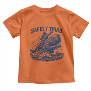 Funny Safety Third Captain Riding Sperm Whale Toddler T Shirt Vintage Nautical Ocean Fishing Humor