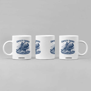 Funny Safety Third Captain Riding Sperm Whale Coffee Mug Vintage Nautical Ocean Fishing Humor
