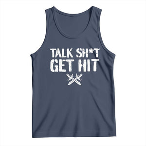 Talk Shit Get Hit Crossed Swords Tank Top Funny Edgy Combat Sports Attitude