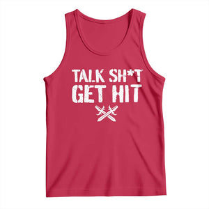 Talk Shit Get Hit Crossed Swords Tank Top Funny Edgy Combat Sports Attitude