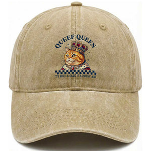 Queef Queen Its Not A Fart Royal Cat Washed Cotton Baseball Cap Funny Adult Humor Gag Graphic
