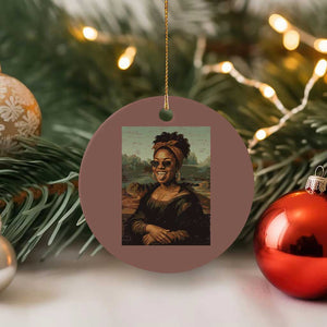 Modern Black Mona Lisa Headwrap Sunglasses Parody Ceramic Ornament Trendy Urban Fine Art Portrait Graphic