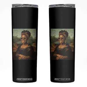 Modern Black Mona Lisa Headwrap Sunglasses Parody Skinny Tumbler Trendy Urban Fine Art Portrait Graphic
