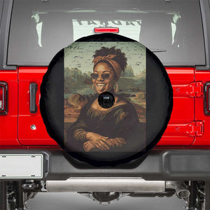 Modern Black Mona Lisa Headwrap Sunglasses Parody Spare Tire Cover Trendy Urban Fine Art Portrait Graphic