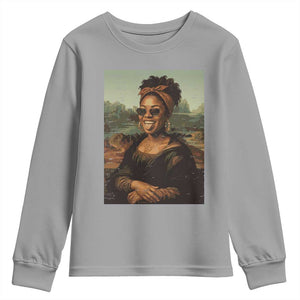 Modern Black Mona Lisa Headwrap Sunglasses Parody Youth Sweatshirt Trendy Urban Fine Art Portrait Graphic