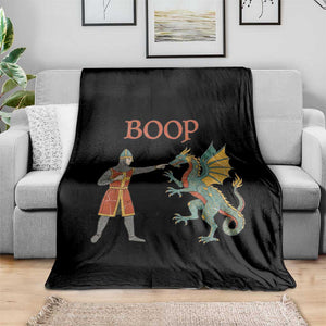 Funny Boop Medieval Knight Poking Dragon Graphic Throw Blanket Vintage Renaissance Faire Fantasy Meme