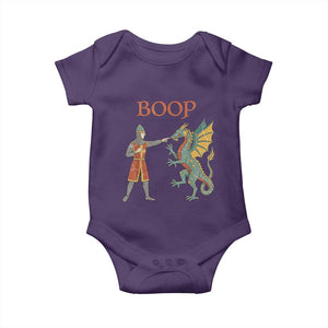 Funny Boop Medieval Knight Poking Dragon Graphic Baby Onesie Vintage Renaissance Faire Fantasy Meme