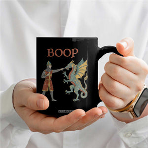 Funny Boop Medieval Knight Poking Dragon Graphic Coffee Mug Vintage Renaissance Faire Fantasy Meme