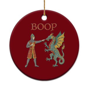 Funny Boop Medieval Knight Poking Dragon Graphic Ceramic Ornament Vintage Renaissance Faire Fantasy Meme