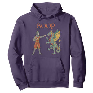 Funny Boop Medieval Knight Poking Dragon Graphic Hoodie Vintage Renaissance Faire Fantasy Meme