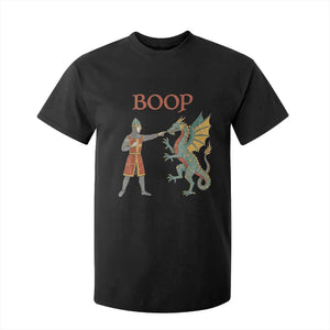 Funny Boop Medieval Knight Poking Dragon Graphic T Shirt For Kid Vintage Renaissance Faire Fantasy Meme