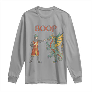 Funny Boop Medieval Knight Poking Dragon Graphic Long Sleeve Shirt Vintage Renaissance Faire Fantasy Meme