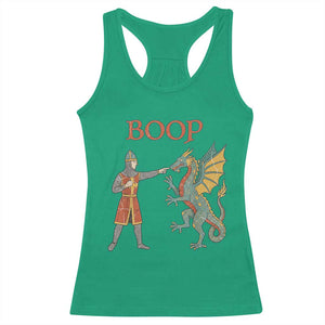 Funny Boop Medieval Knight Poking Dragon Graphic Racerback Tank Top Vintage Renaissance Faire Fantasy Meme