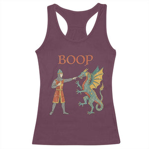 Funny Boop Medieval Knight Poking Dragon Graphic Racerback Tank Top Vintage Renaissance Faire Fantasy Meme