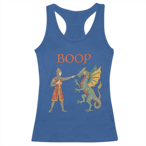 Funny Boop Medieval Knight Poking Dragon Graphic Racerback Tank Top Vintage Renaissance Faire Fantasy Meme