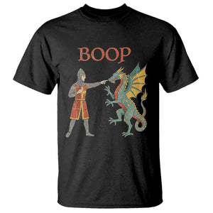 Funny Boop Medieval Knight Poking Dragon Graphic T Shirt Vintage Renaissance Faire Fantasy Meme