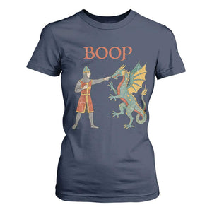 Funny Boop Medieval Knight Poking Dragon Graphic T Shirt For Women Vintage Renaissance Faire Fantasy Meme