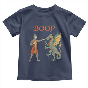 Funny Boop Medieval Knight Poking Dragon Graphic Toddler T Shirt Vintage Renaissance Faire Fantasy Meme