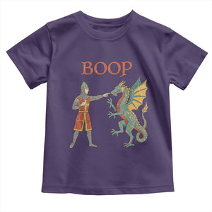 Funny Boop Medieval Knight Poking Dragon Graphic Toddler T Shirt Vintage Renaissance Faire Fantasy Meme