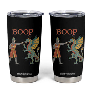 Funny Boop Medieval Knight Poking Dragon Graphic Tumbler Cup Vintage Renaissance Faire Fantasy Meme