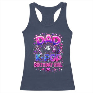 Dad Of The KPop Birthday Girl Glossy Balloon Music Lover Racerback Tank Top Cute Family Matching Party Graphic